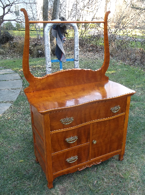Flaming Birch Washstand with Towel Rack
