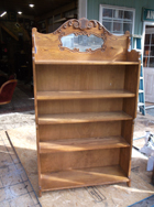 Solid Oak Bookshelf with Mirrored Gallery