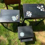 Set of 3 Black Lacquer Nesting Tables